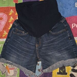Maternity Indigo Blue Denim Jean Shorts
